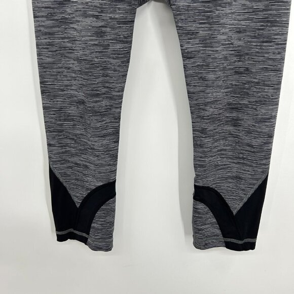 LULULEMON X Soul Cycle SF Heather Gray Black Cropped Workout Leggings Size 8 - Picture 4 of 7